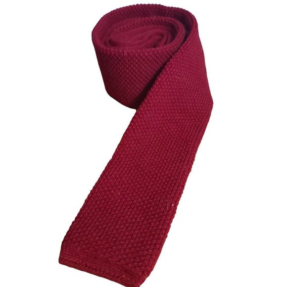 Arnie 100% wool skinny Tie red burgundy - Picture 1 of 4